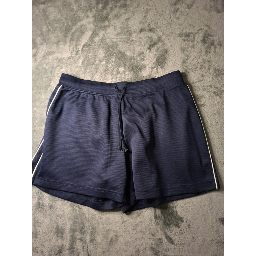 ProSpirit Athletic Gear Navy Blue Mesh Gym Shorts White Stripe Women Small